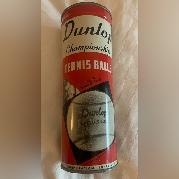 SEALED Vintage Dunlop Tennis Balls Metal Container Vinnie Richards Made in USA - Picture 1 of 16